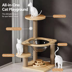 Space Pod Cat Tree with Scratching Post and Play Wheel