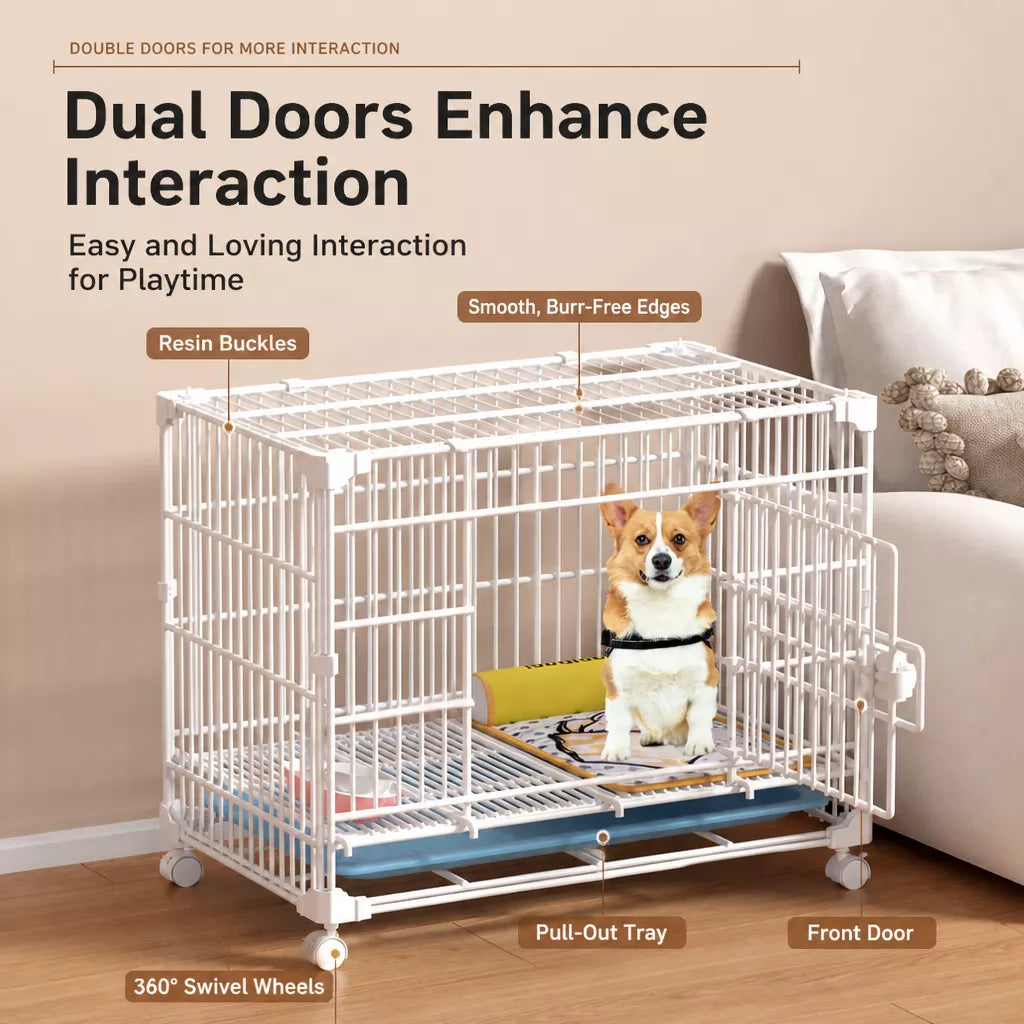 Reinforced Stackable Indoor Dog Crate with Toilet Tray