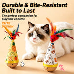 Beechwood Wobble Cat Toys with Feather and Twist Designs