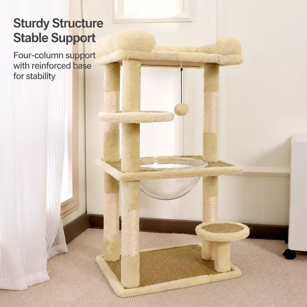 Space-Themed Cat Tree with Hideaway and Perch