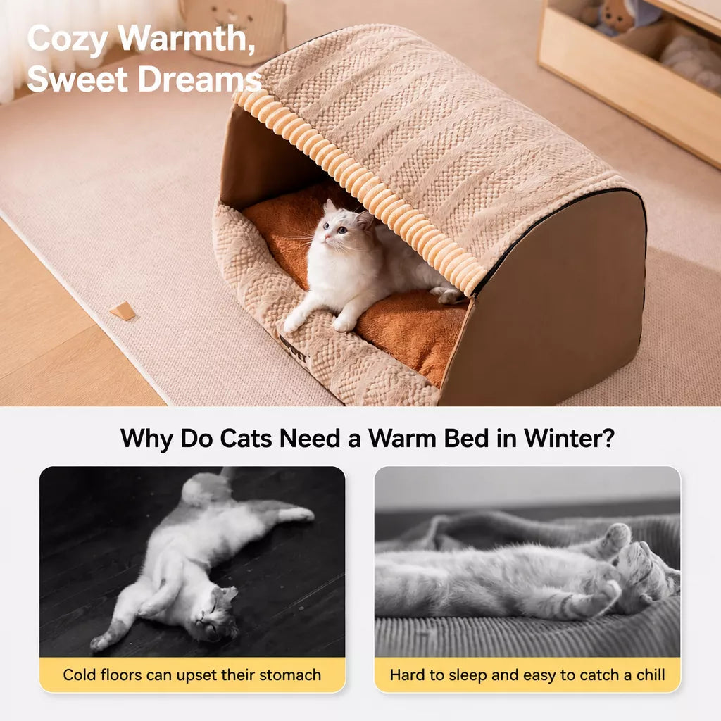 Enclosed Pet Bed with Removable, Washable Cover