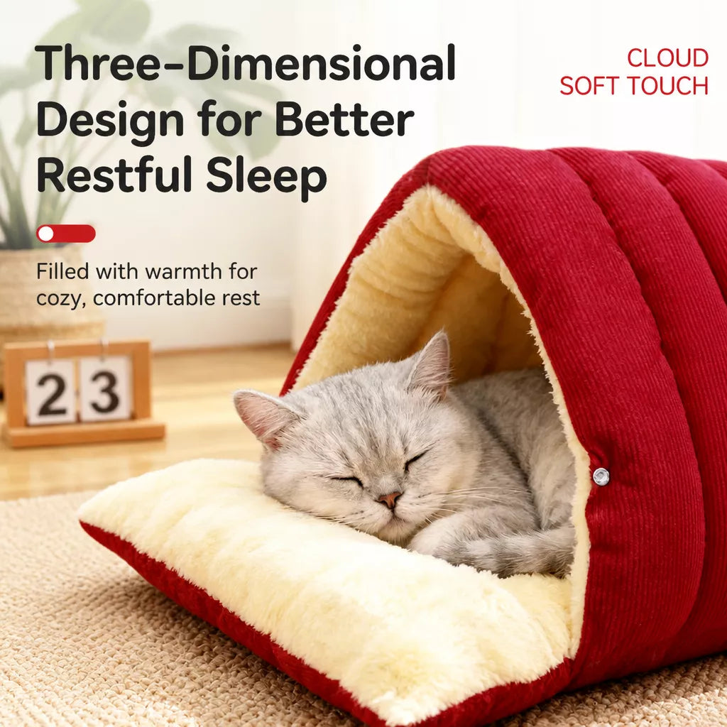 Semi-Enclosed EPE Foam Pet Bed for Cats and Small Dogs