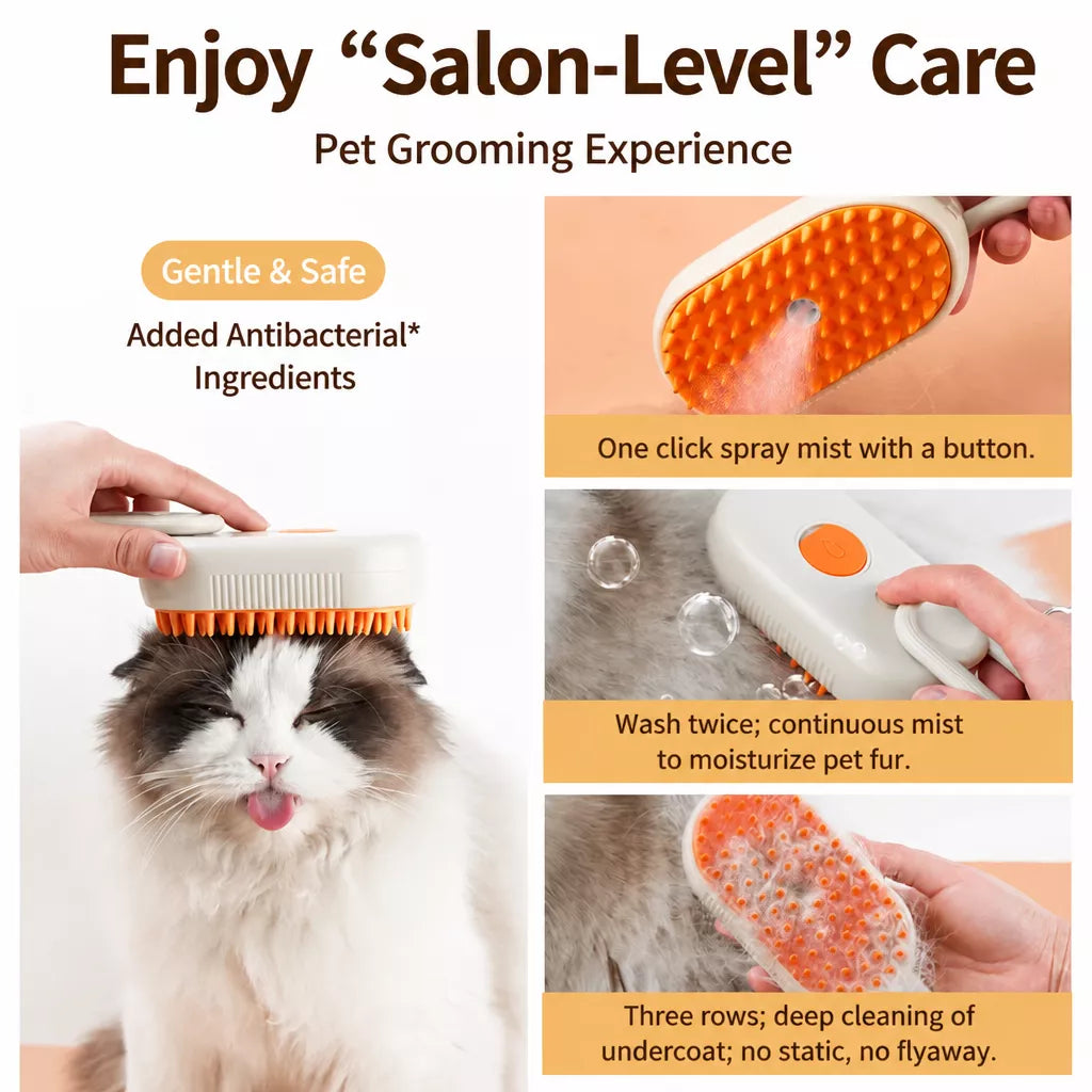 Rechargeable Pet Grooming Brush with Spray Function
