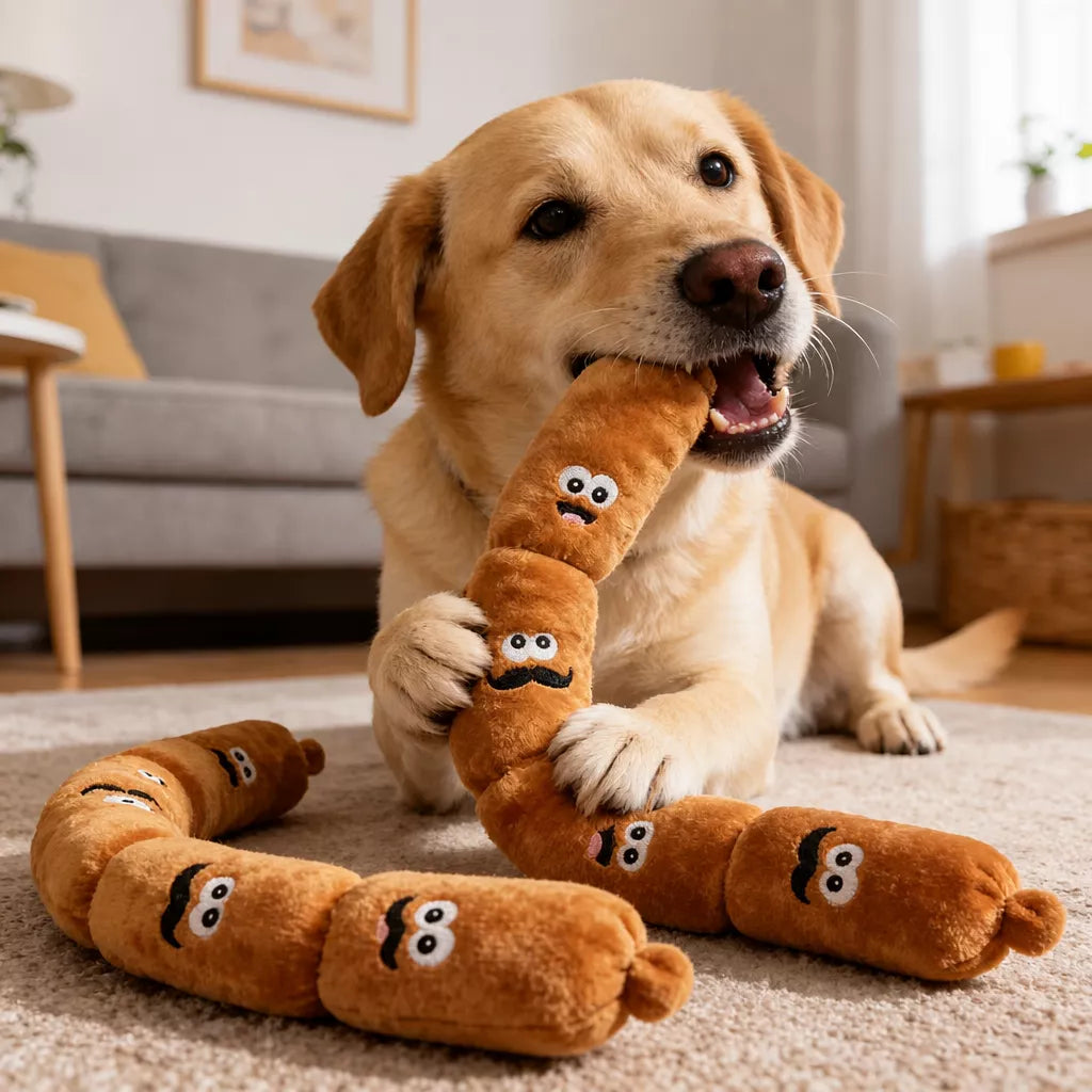 4-Section Squeaky Sausage Dog Toy