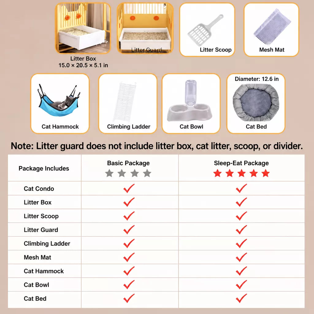 Large Multi-Tier Indoor Cat Enclosure with Litter Box