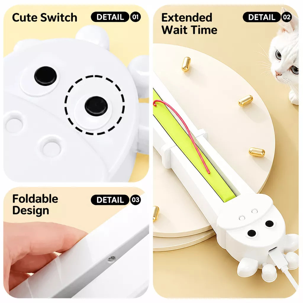 Automatic Wall-Mounted Cat Teaser Toy with Interactive Rope