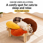 Flower-Shaped Cat & Small Dog Bed with Solid Wood Stand