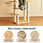 Solid Wood Cat Tree with Scratching Post and Hideaway