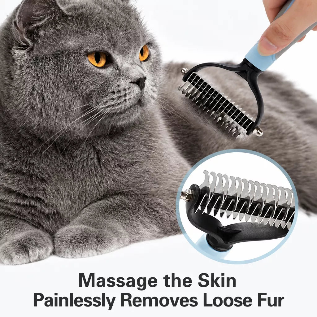 Double-Sided Dematting & Grooming Brush for Dogs and Cats