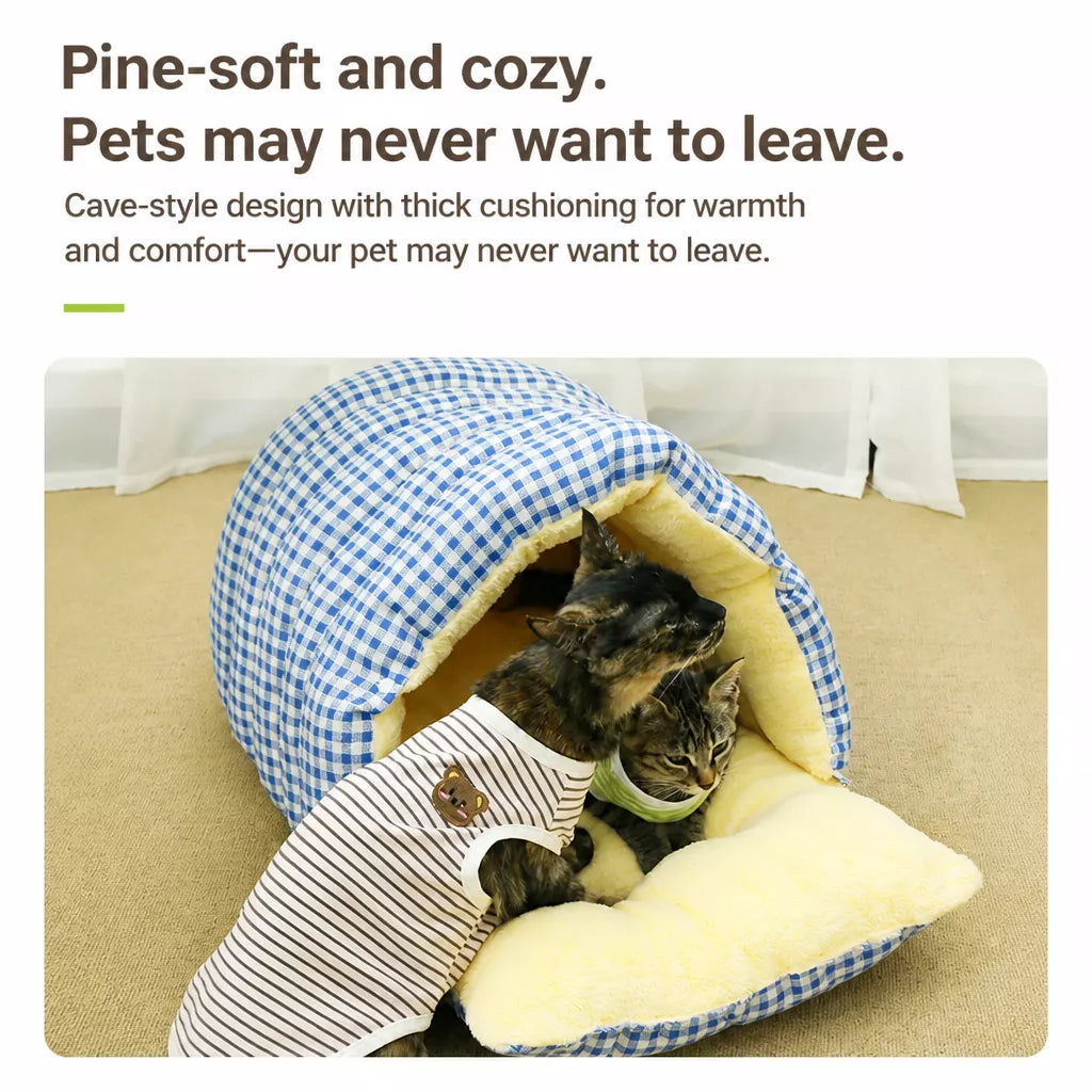 Washable Enclosed Pet Bed with Open Entrance for Cats and Dogs