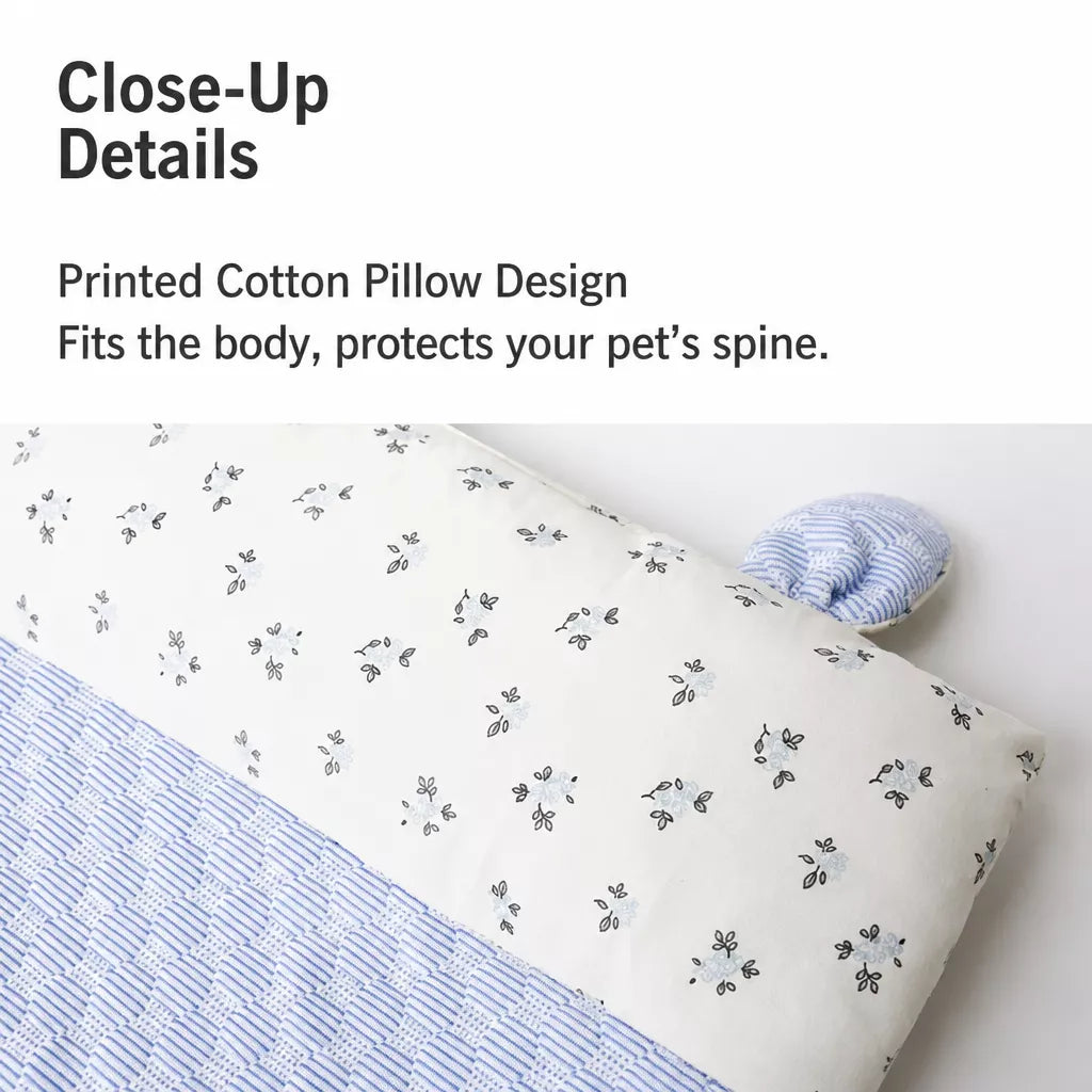 Cotton-Linen Pet Mat with Bunny-Ear Pillow for Cats and Dogs