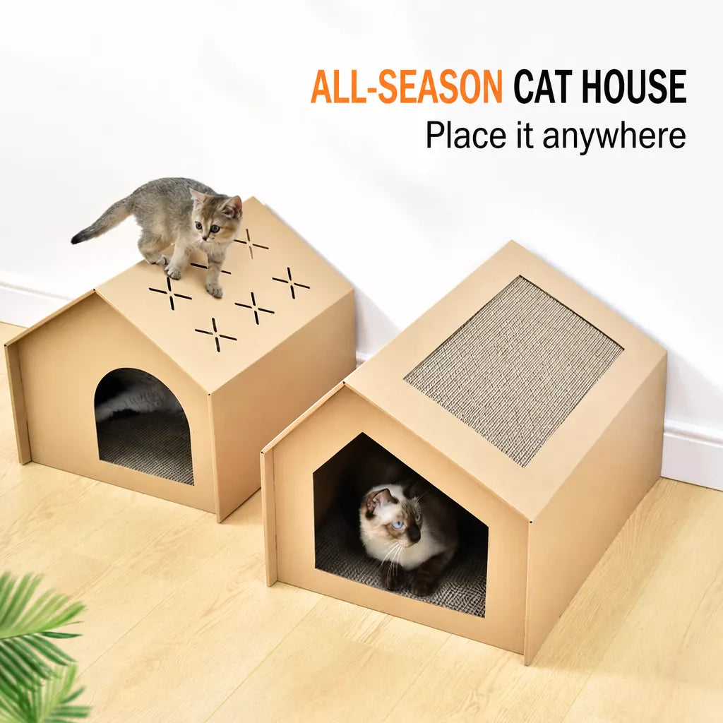 Corrugated Cardboard Cat House and Scratcher
