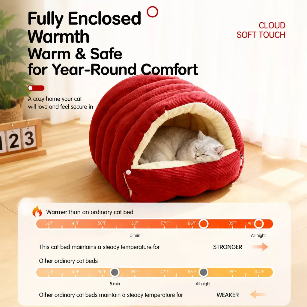Semi-Enclosed EPE Foam Pet Bed for Cats and Small Dogs