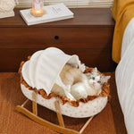 French-Style Cat Bed with Rocking Cradle Base