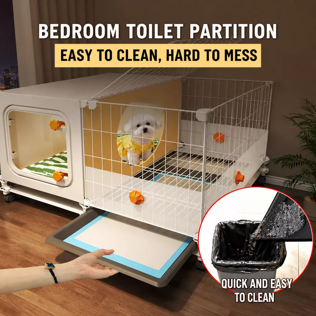 Small Dog Crate with Separate Rest and Potty Areas