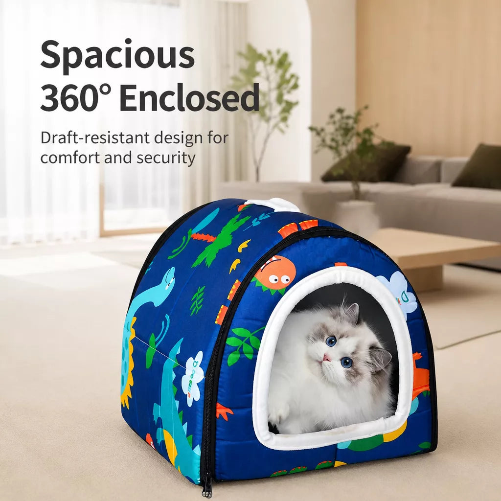 Waterproof Semi-Enclosed Dog & Cat Bed with Removable, Washable Design