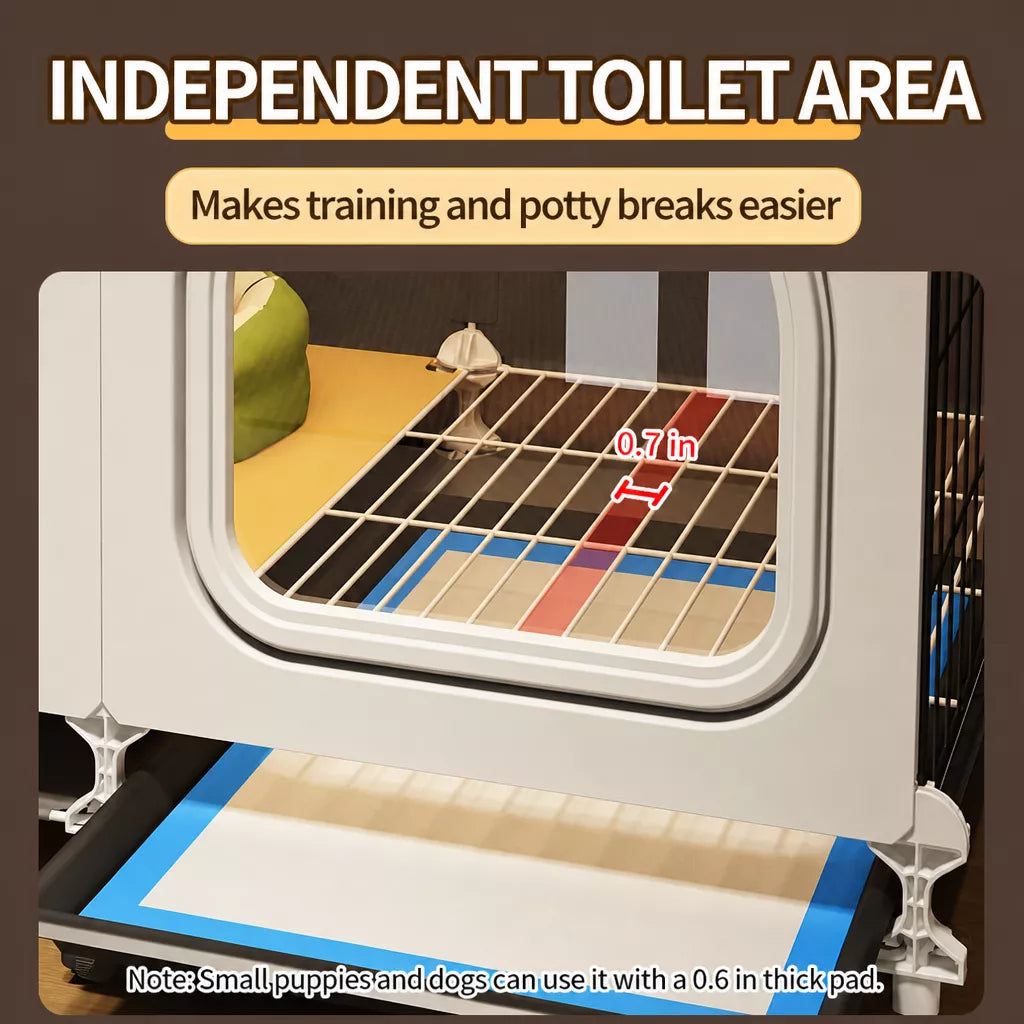 Dog Crate with Separate Toilet Tray
