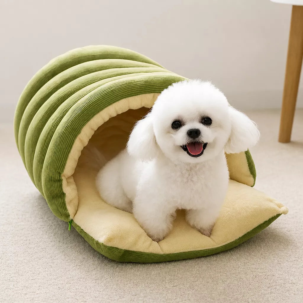 Semi-Enclosed Washable Pet Bed for Cats and Dogs