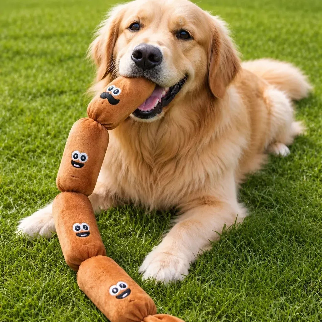 4-Section Squeaky Sausage Dog Toy