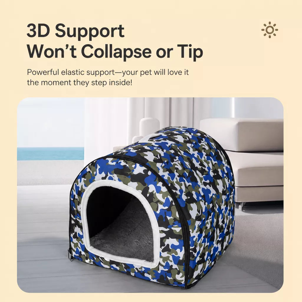 Waterproof Semi-Enclosed Dog & Cat Bed with Removable, Washable Design