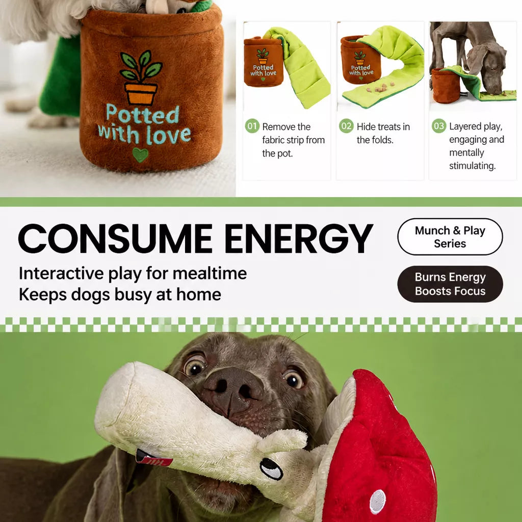 Corduroy Mushroom Treat-Hiding Dog Toy