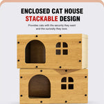 Corrugated Cardboard Cat House with Integrated Scratching Surface