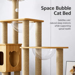 Solid Wood Cat Tree with Hideaway and Scratching Posts
