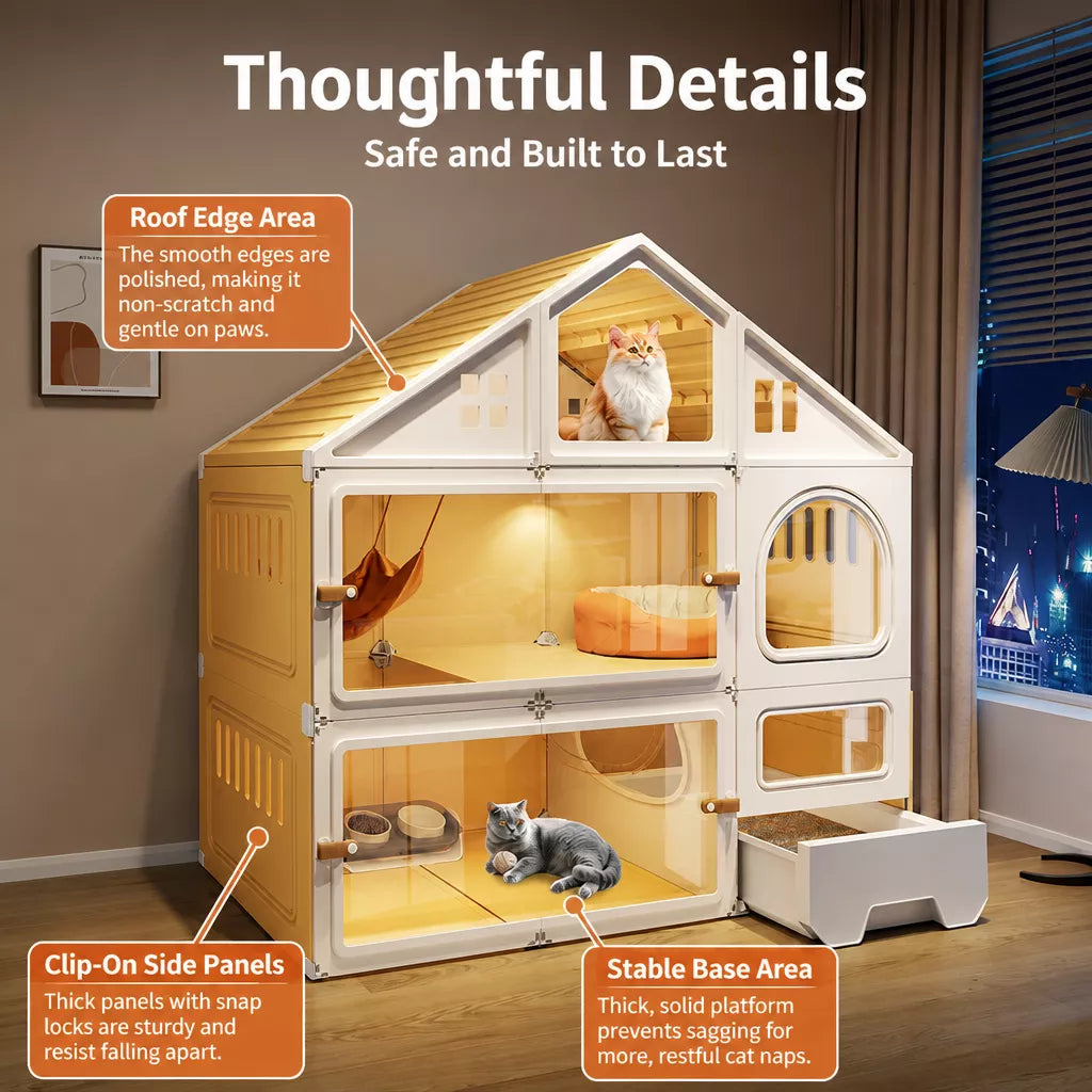 Multi-Level Covered Cat Condo for Cats