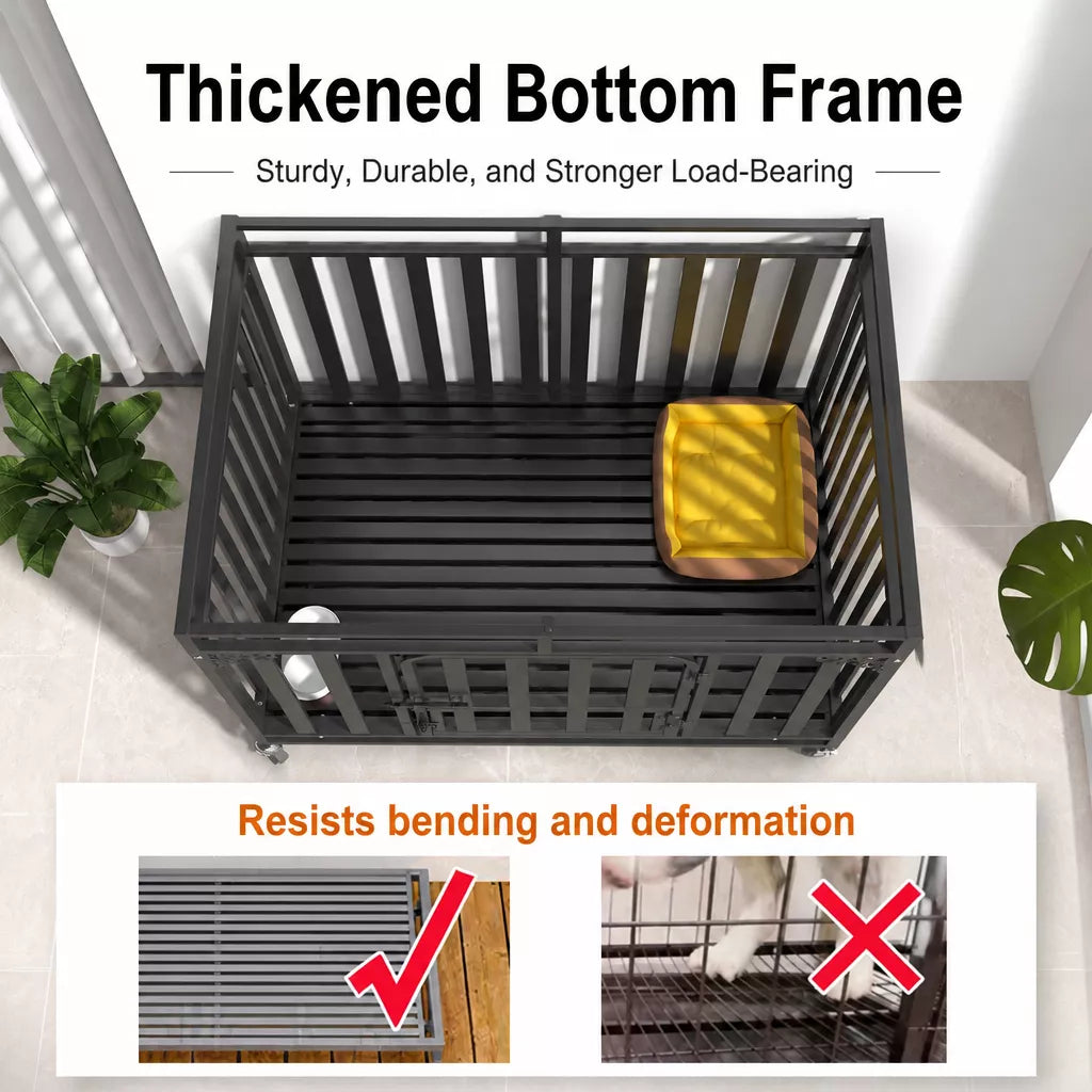Metal Dog Crate with Waste Tray for Small to Large Dogs