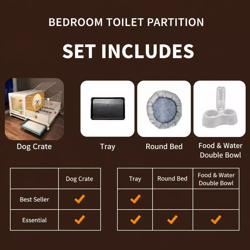 Small Dog Crate with Separate Rest and Potty Areas