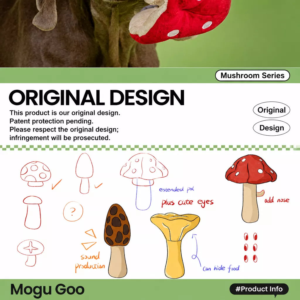 Corduroy Mushroom Treat-Hiding Dog Toy