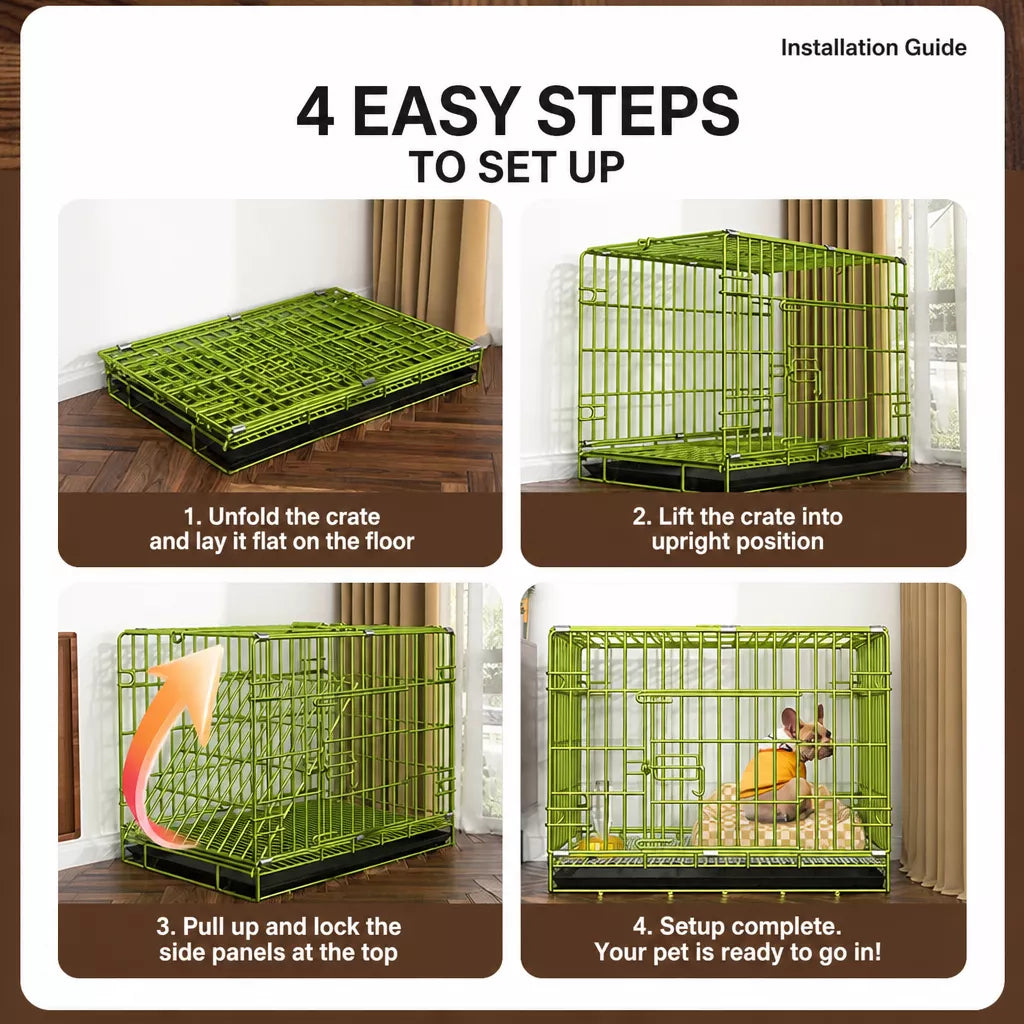 Indoor Metal Dog Crate with Tray
