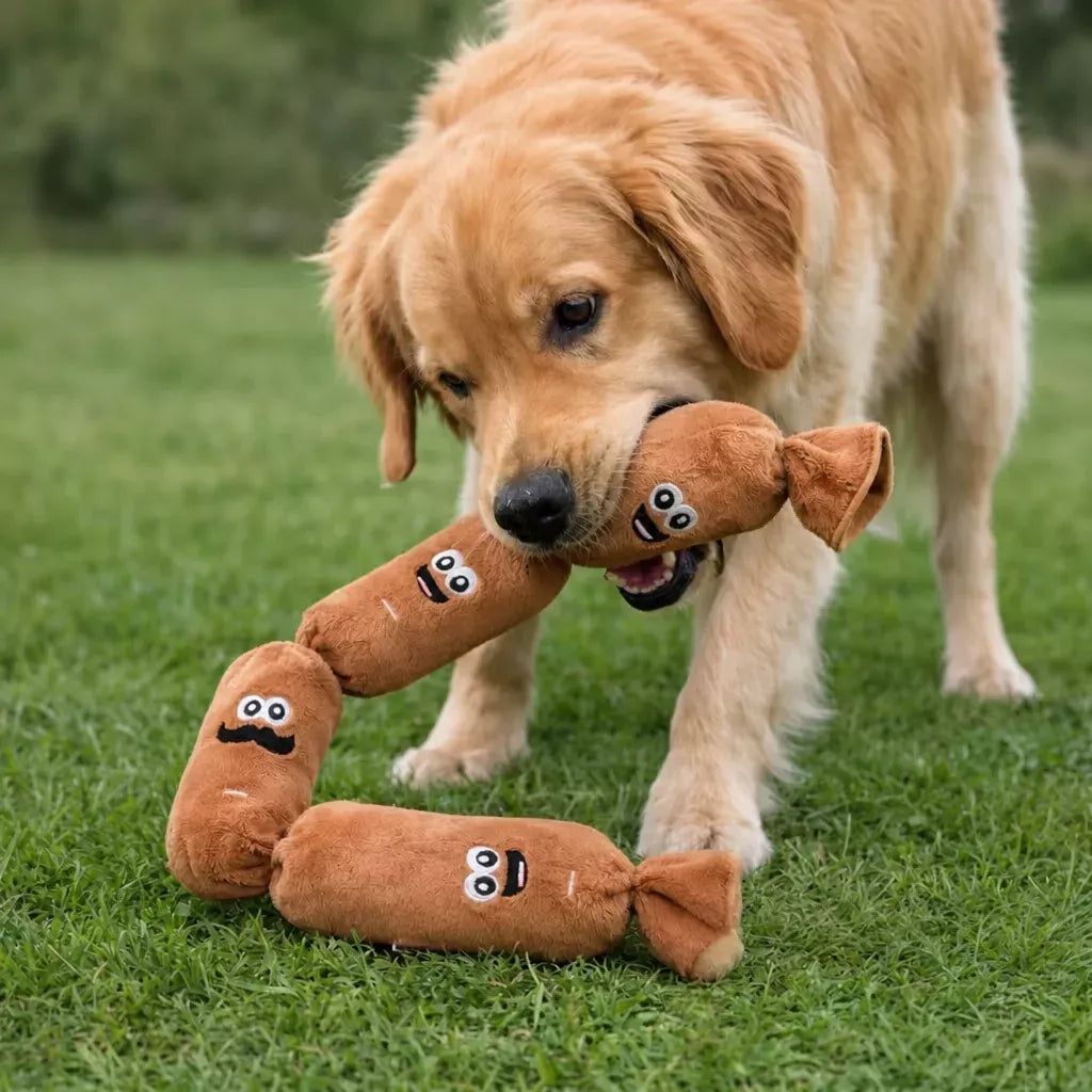 4-Section Squeaky Sausage Dog Toy