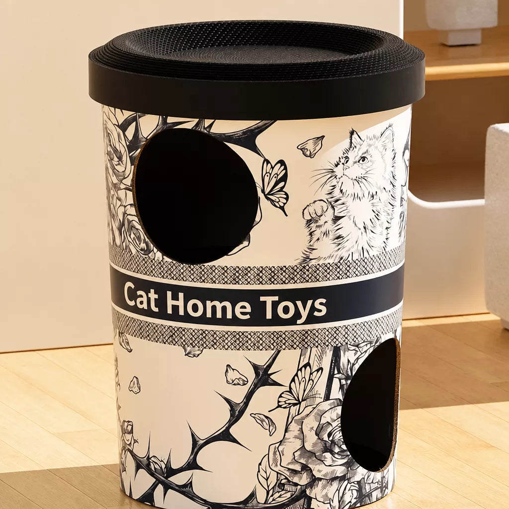 Three-Level Milk Tea Cup Cat Scratcher House