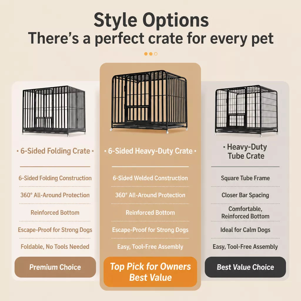 Indoor Dog Crate with Divider, Tray & Locking Casters