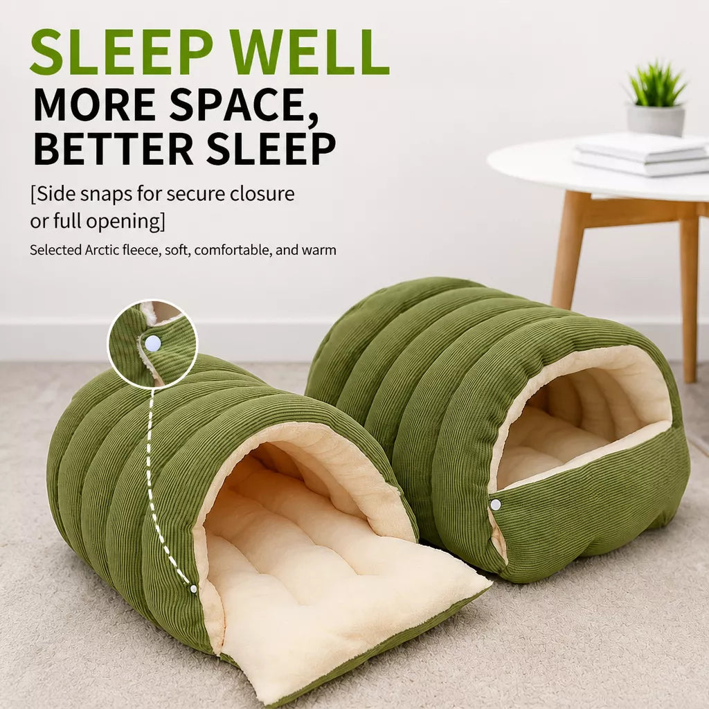 Semi-Enclosed Washable Pet Bed for Cats and Dogs