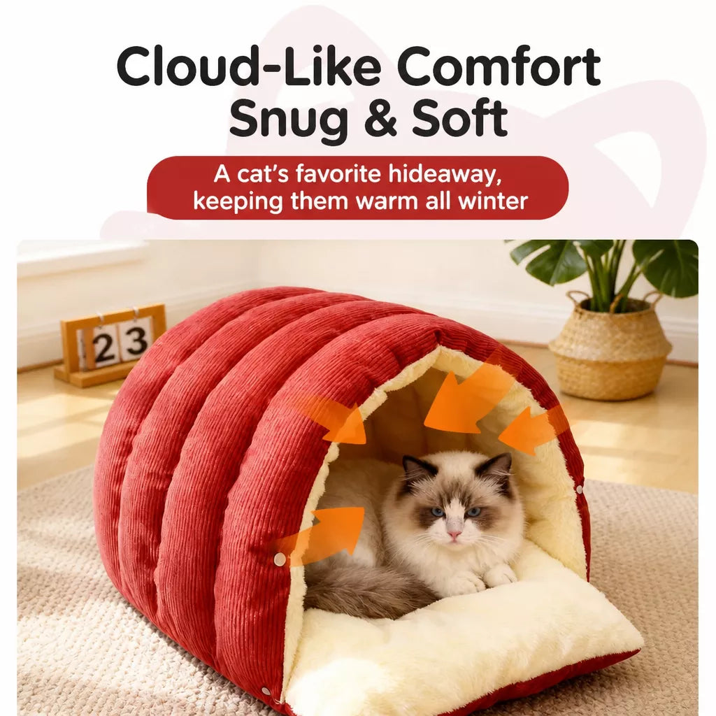 Semi-Enclosed EPE Foam Pet Bed for Cats and Small Dogs
