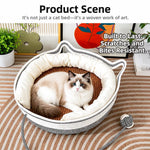 Enclosed Cat Bed with Scratching Pad and Removable Cushion