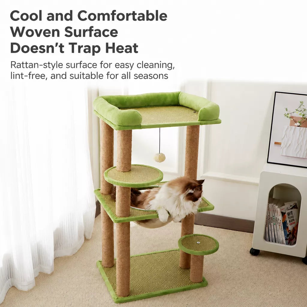 Space-Themed Cat Tree with Hideaway and Perch