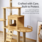 Solid Wood Cat Tree with Hideaway and Scratching Posts