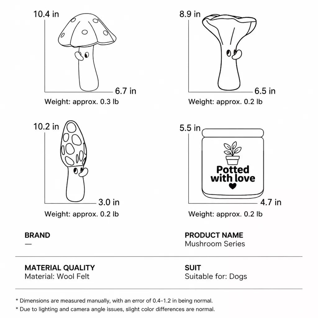 Corduroy Mushroom Treat-Hiding Dog Toy