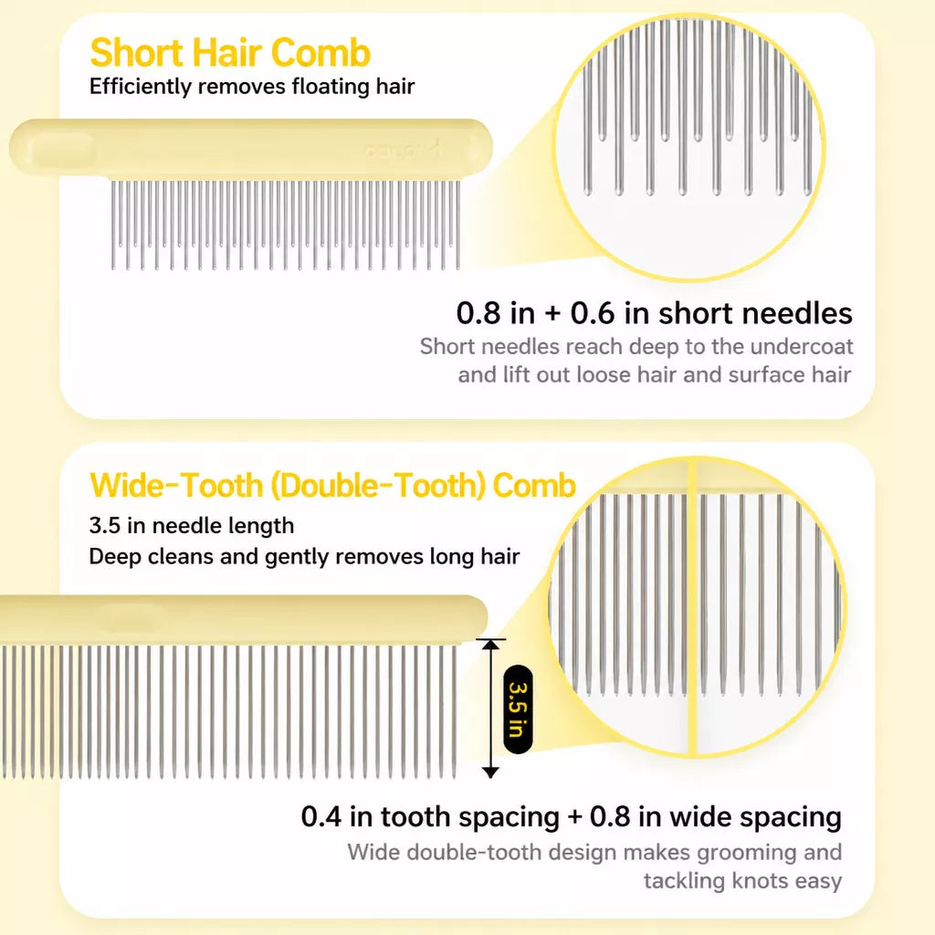 3-Piece Pet Grooming Comb Set for Cats & Dogs