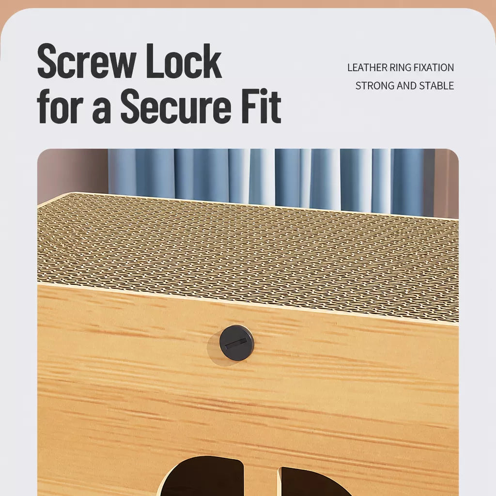 Corrugated Cardboard Cat House with Integrated Scratching Surface