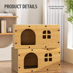Corrugated Cardboard Cat House with Integrated Scratching Surface