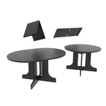 Dining Table for Farmhouse Kitchen 59x43 Inch Expandable Oval Table Top with Removable Leaf Trestle X Shaped Base Black W1347P202405-djyc