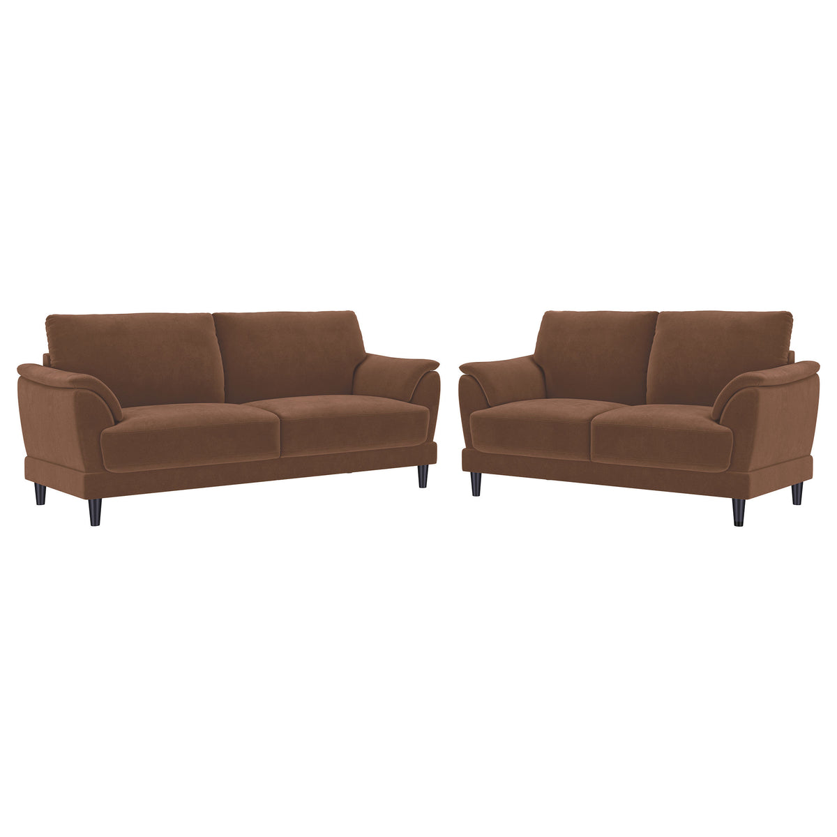 Dania Rust 2-Piece Upholstered Crescent Arm Sofa Set in Rust Fabric with Black Wood Frame, 74.75 Inches Wide - B062S01663
