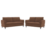 Dania Rust 2-Piece Upholstered Crescent Arm Sofa Set in Rust Fabric with Black Wood Frame, 74.75 Inches Wide - B062S01663