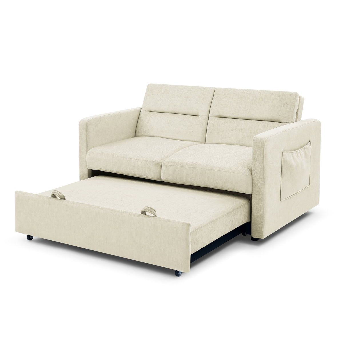 Loveseats Sofa Bed with Pull-out Bed,Adjsutable Back and Two Arm Pocket,Beige (54.5"x33"x31.5") W48766863-djyc