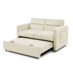 Loveseats Sofa Bed with Pull-out Bed,Adjsutable Back and Two Arm Pocket,Beige (54.5"x33"x31.5") W48766863-djyc