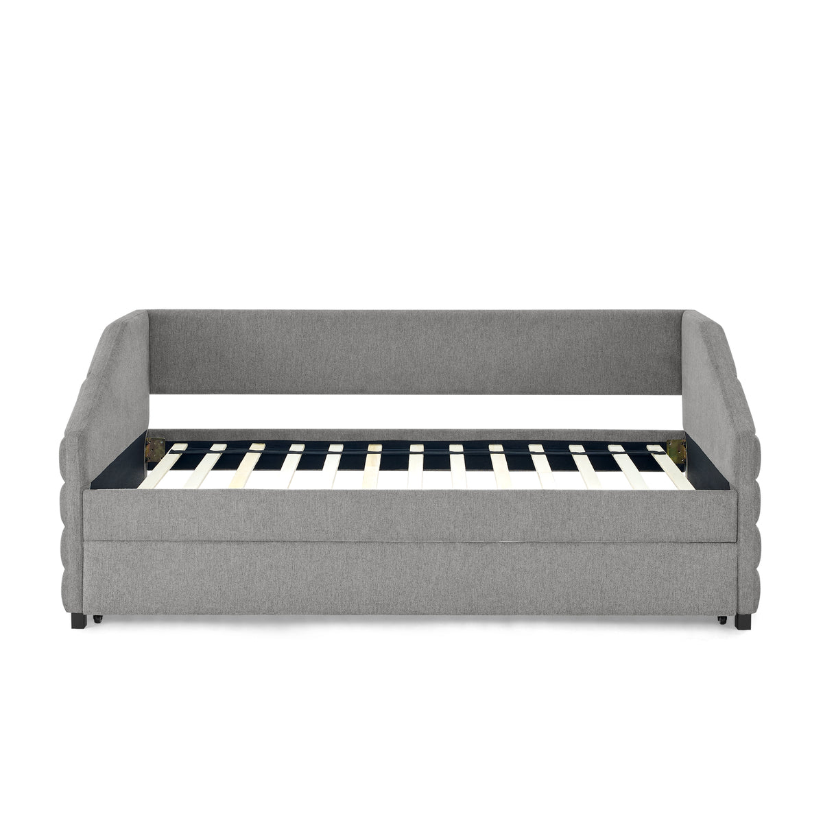 Twin Size Daybed with Trundle Upholstered Tufted Sofa Bed, Linen Fabric, Grey (82.5"x42.5"x34") W487S00173-djyc